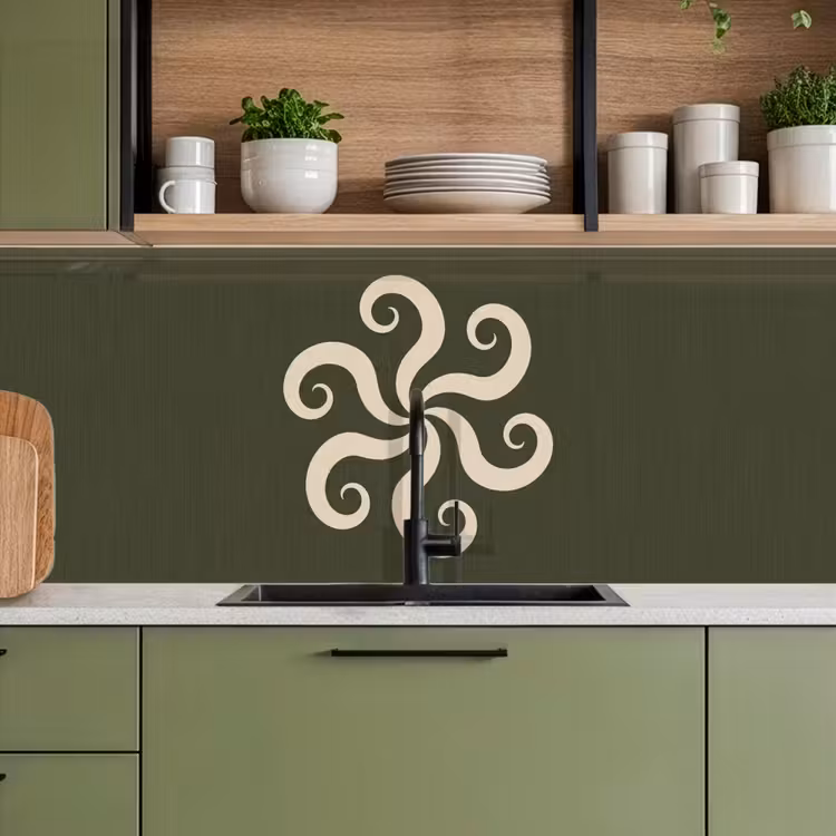 Keuken achterwand - Patroon - Spiraal - Abstract - Modern - Groen — 5