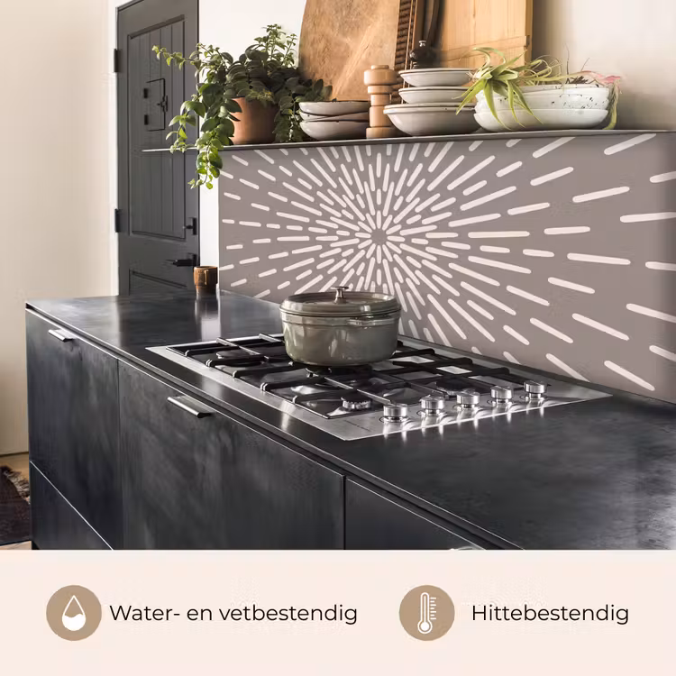 Keuken achterwand - Patroon - Stralen - Abstract - Modern - Grijs — 3