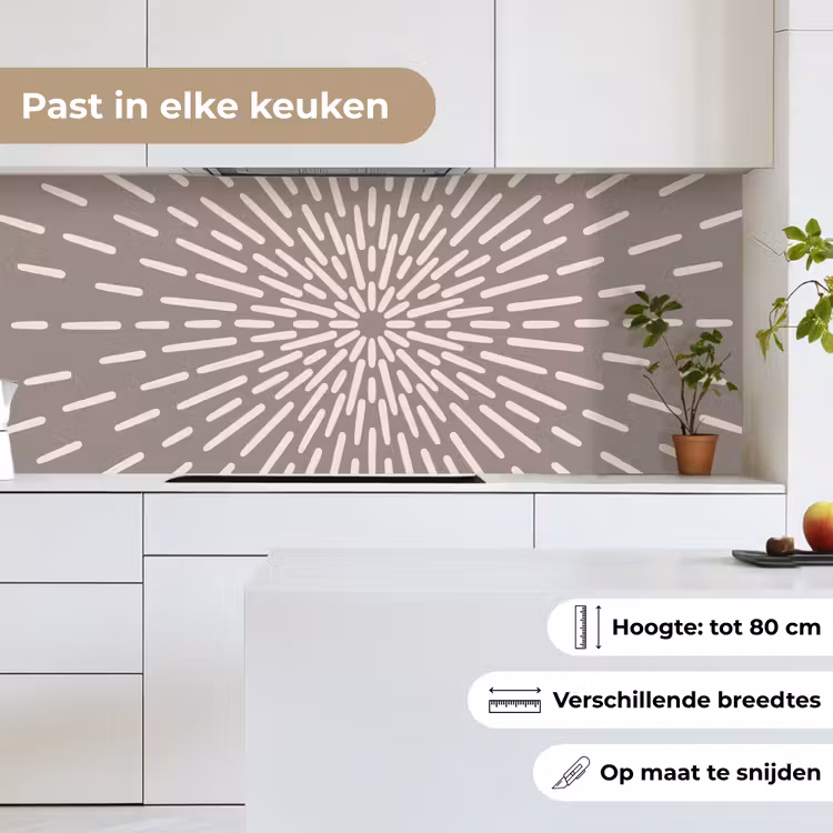 Keuken achterwand - Patroon - Stralen - Abstract - Modern - Grijs — 4