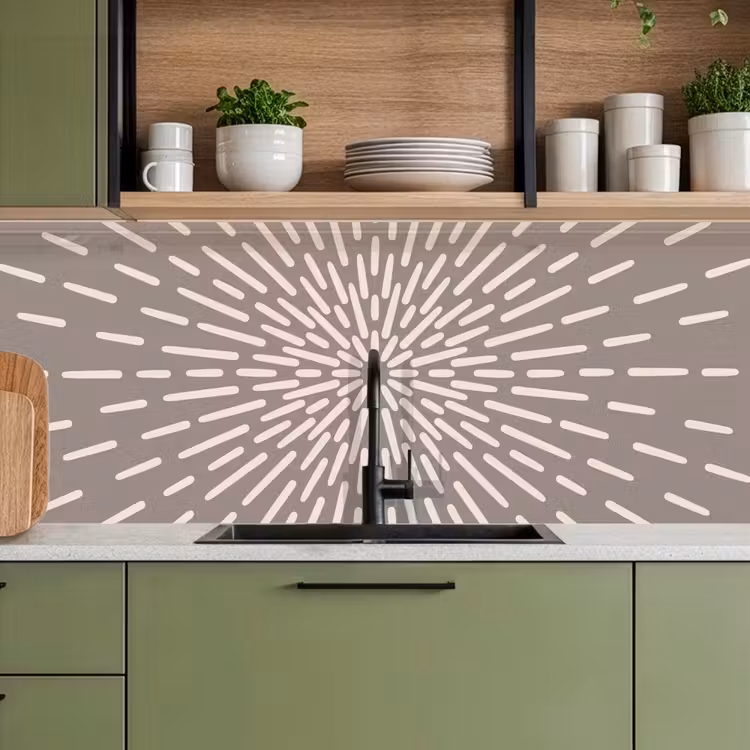 Keuken achterwand - Patroon - Stralen - Abstract - Modern - Grijs — 5