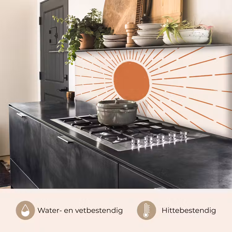 Keuken achterwand - Zon - Stralen - Abstract - Terracotta - Modern — 3