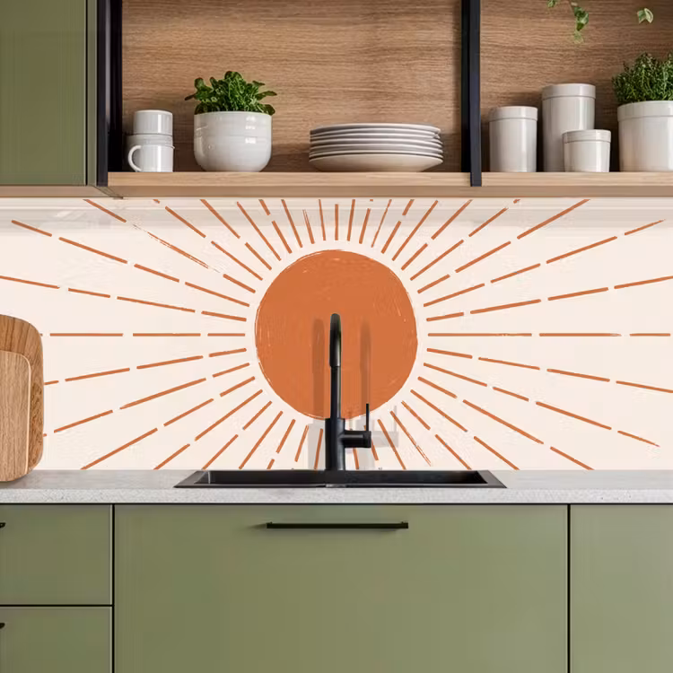 Keuken achterwand - Zon - Stralen - Abstract - Terracotta - Modern — 5