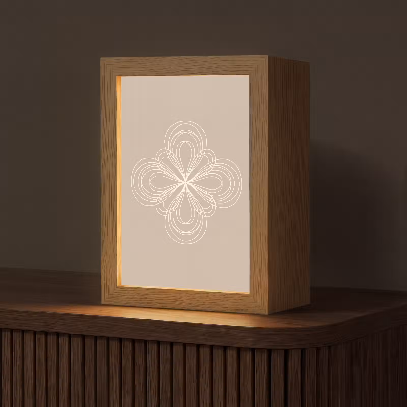 Gepersonaliseerde Lightbox - Patroon - Lijnen - Abstract - Minimalistisch - Beige — 1