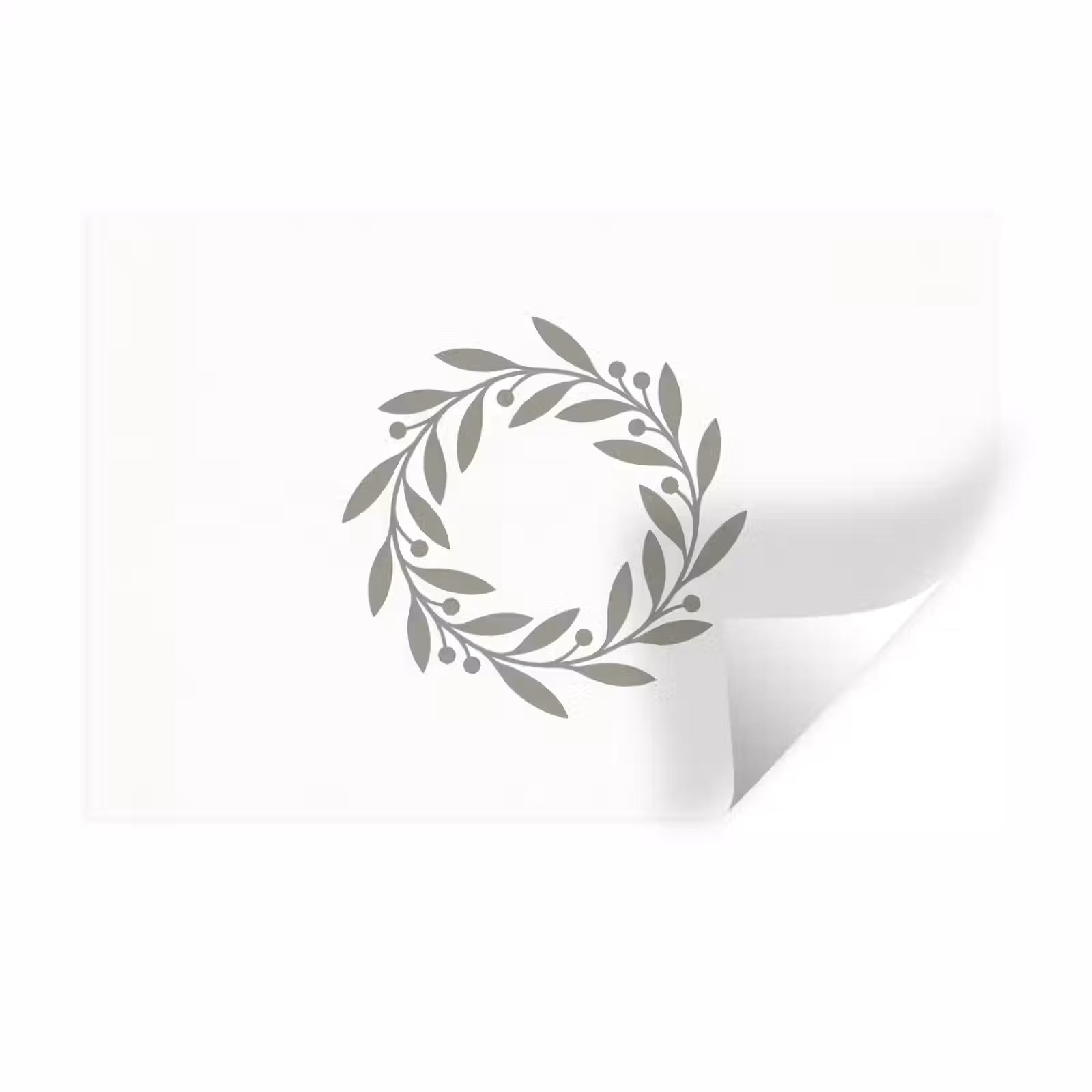 Muursticker - Krans - Bladeren - Natuur - Minimalistisch - Grijs — 1