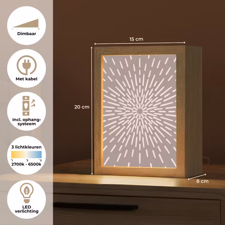 Gepersonaliseerde Lightbox - Patroon - Stralen - Abstract - Modern - Grijs — 7