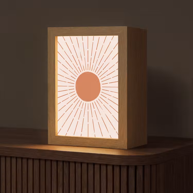 Gepersonaliseerde Lightbox - Zon - Stralen - Abstract - Terracotta - Modern — 1