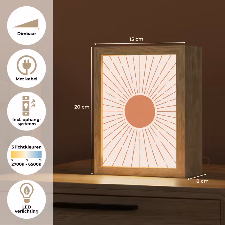 Gepersonaliseerde Lightbox - Zon - Stralen - Abstract - Terracotta - Modern — 7