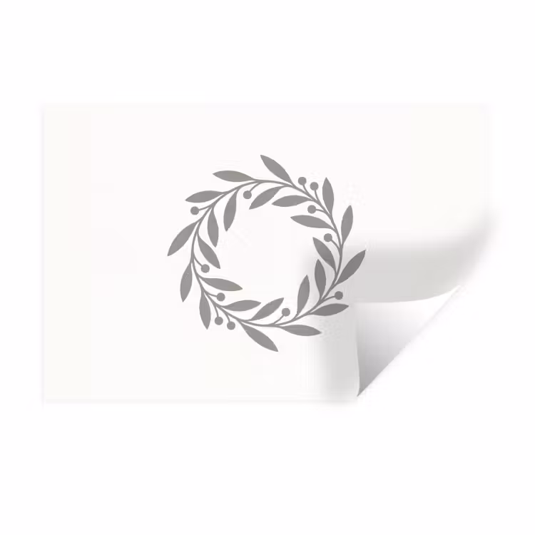 Muursticker - Krans - Bladeren - Natuur - Minimalistisch - Grijs — 1