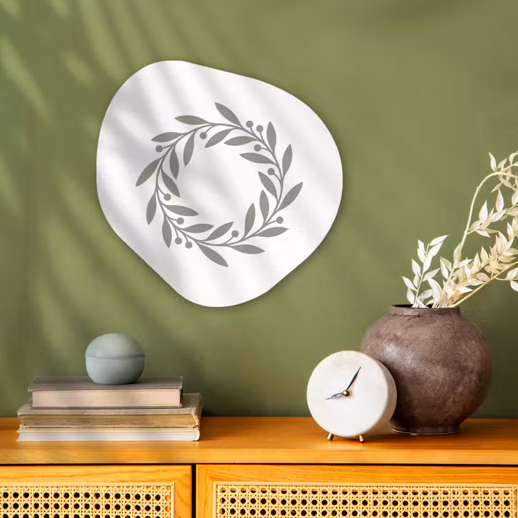 Organisch schilderij - Forex - Krans - Bladeren - Natuur - Minimalistisch - Grijs — 2