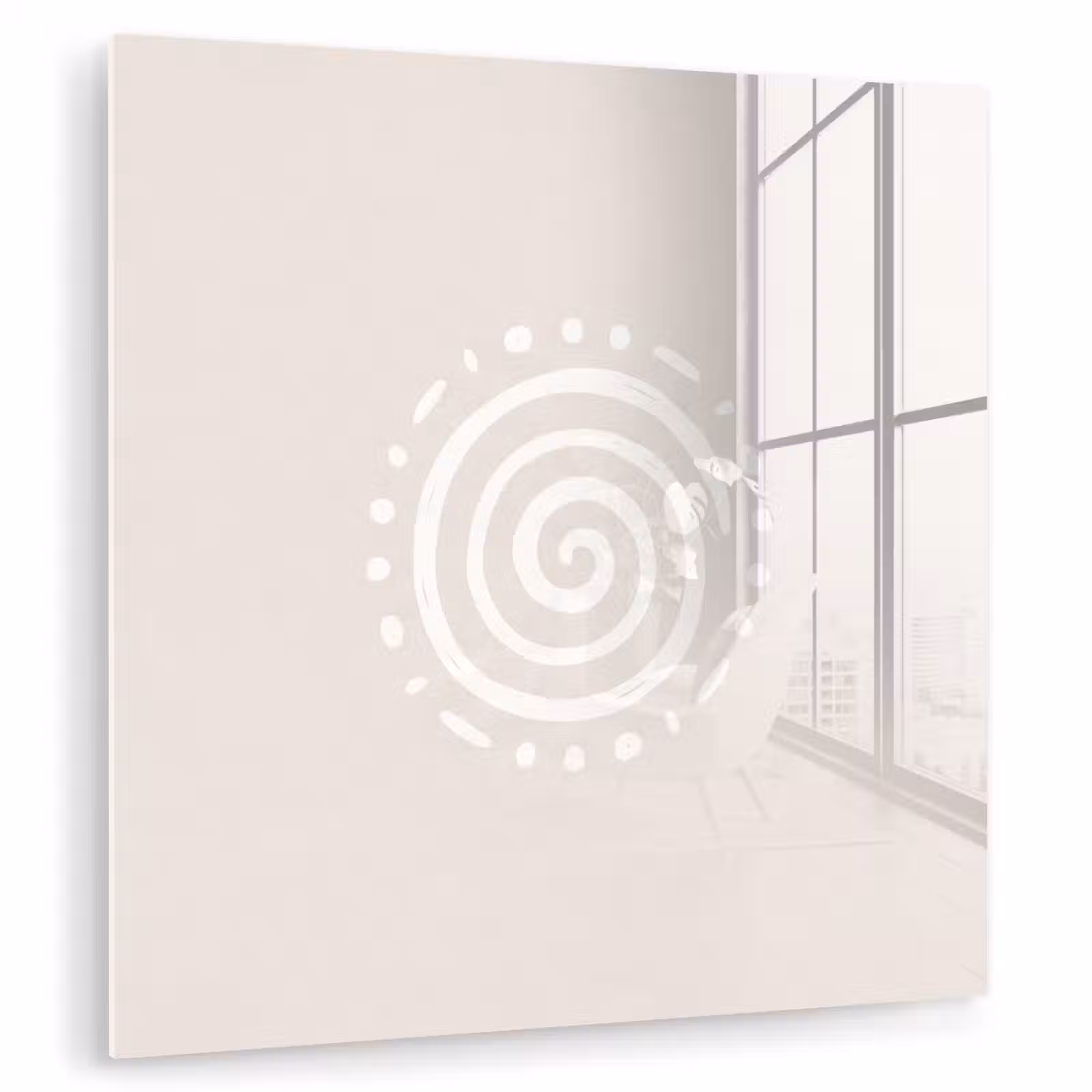 Glas schilderij - Symbool - Spiraal - Abstract - Minimalistisch - Beige — 1