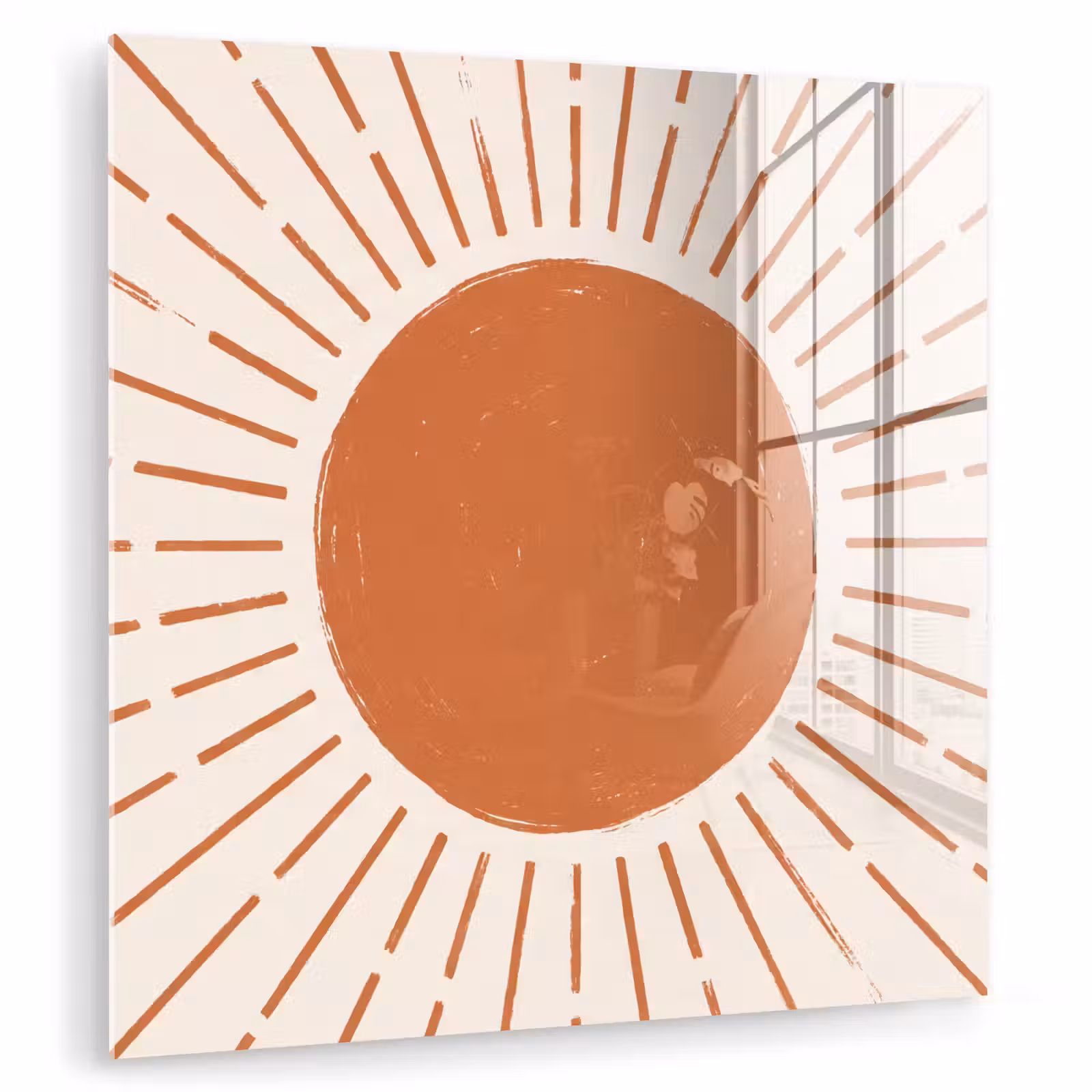 Glas schilderij - Zon - Stralen - Abstract - Terracotta - Modern — 1
