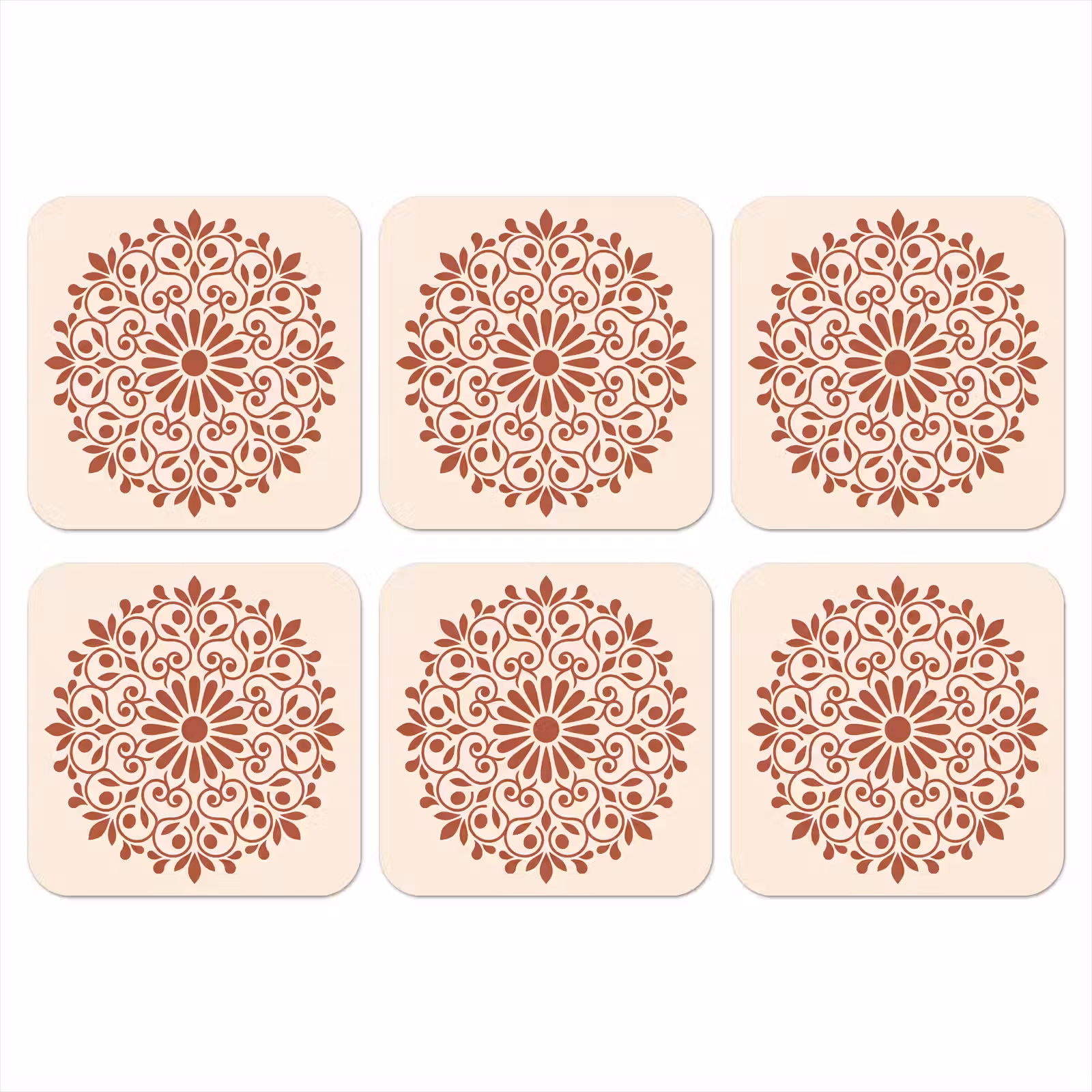 Onderzetter​ - Decoratie - Cirkel - Symmetrisch - Modern - Roodbruin — 1