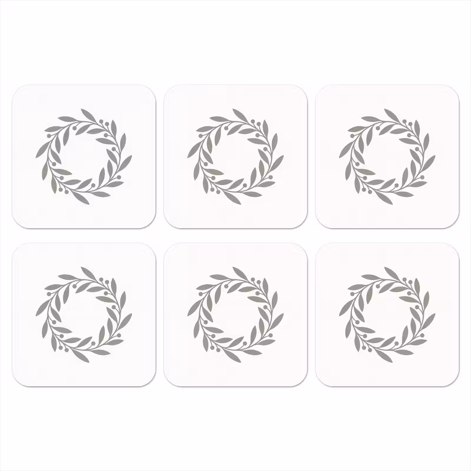 Onderzetter​ - Krans - Bladeren - Natuur - Minimalistisch - Grijs — 1