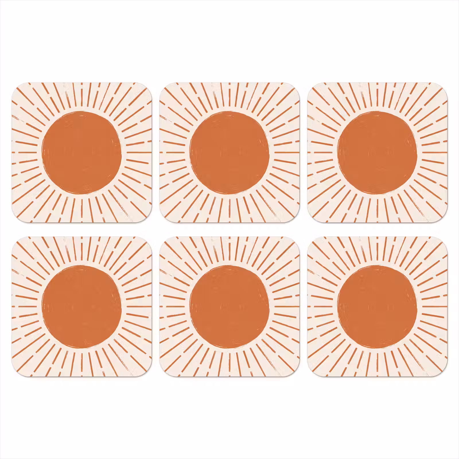 Onderzetter​ - Zon - Stralen - Abstract - Terracotta - Modern — 1