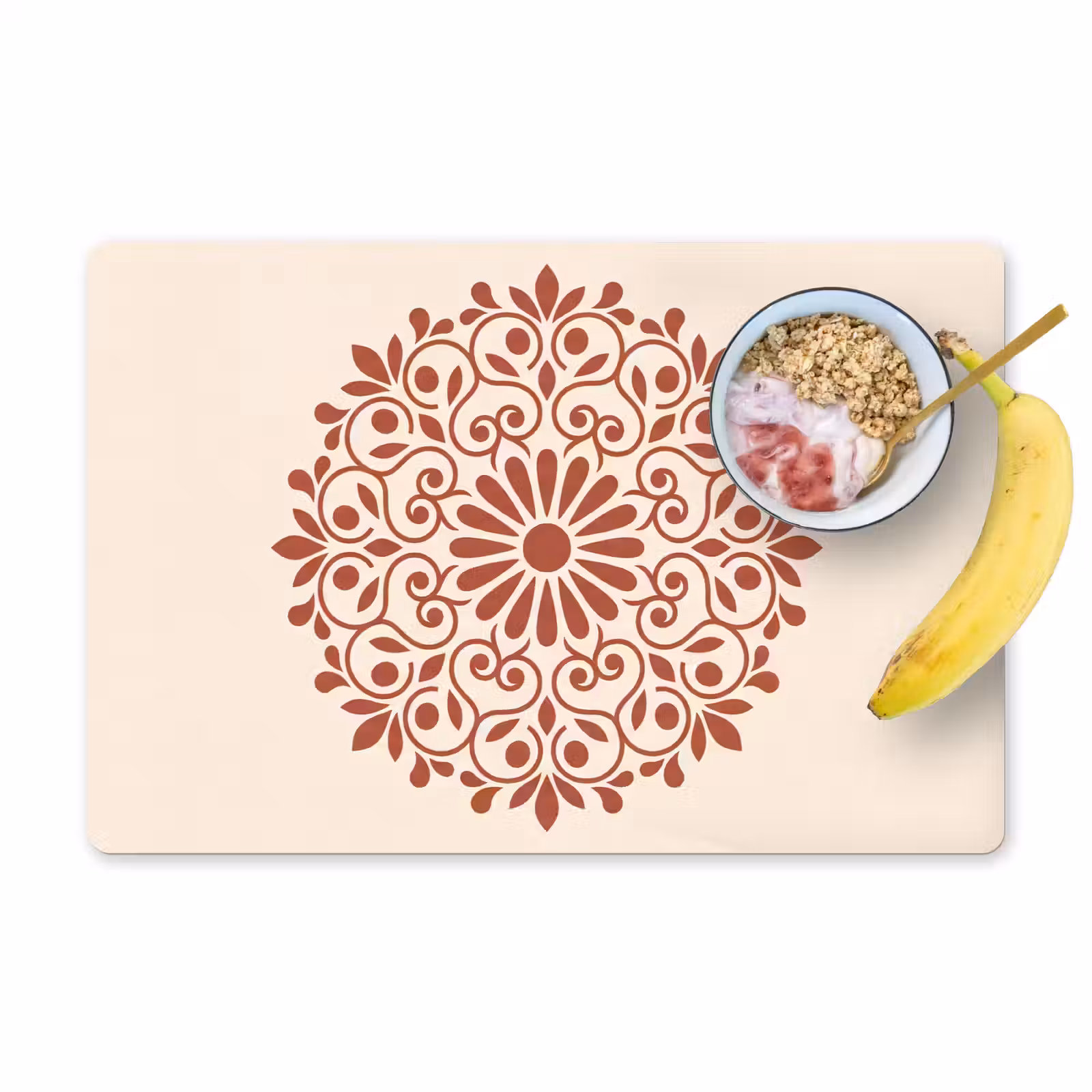 Placemat - 6 stuks - Decoratie - Cirkel - Symmetrisch - Modern - Roodbruin — 1
