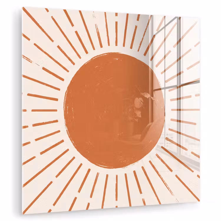 Glas schilderij - Zon - Stralen - Abstract - Terracotta - Modern — 1