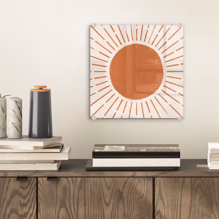 Glas schilderij - Zon - Stralen - Abstract - Terracotta - Modern — 2