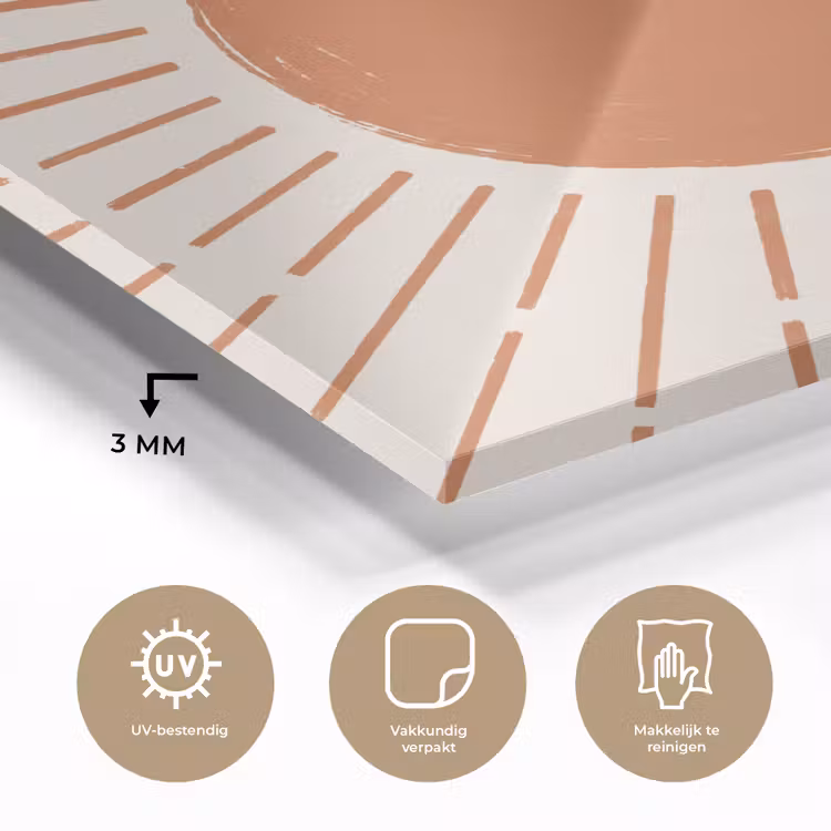 Glas schilderij - Zon - Stralen - Abstract - Terracotta - Modern — 3