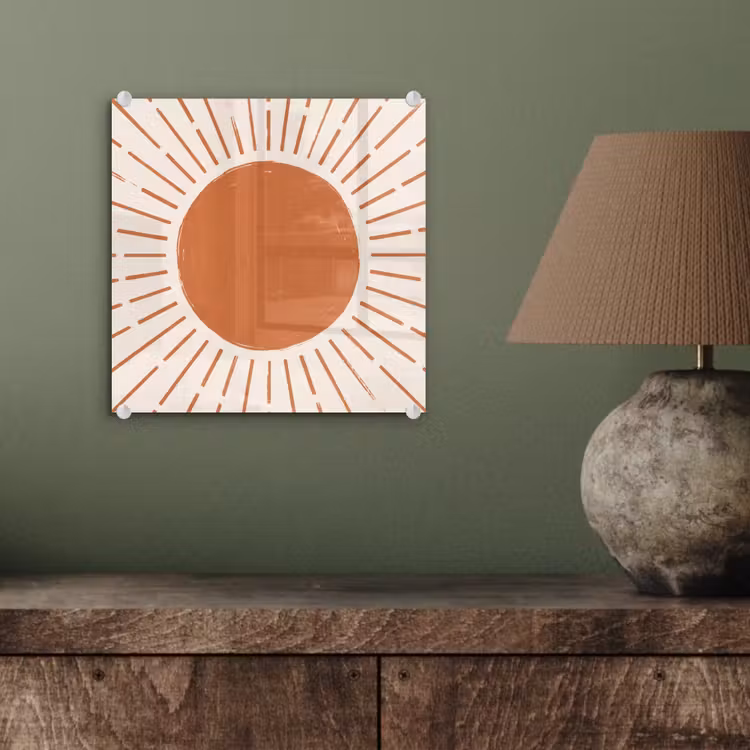 Glas schilderij - Zon - Stralen - Abstract - Terracotta - Modern — 4