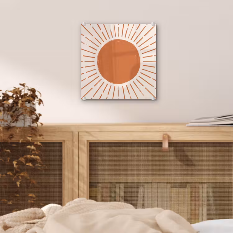 Glas schilderij - Zon - Stralen - Abstract - Terracotta - Modern — 5