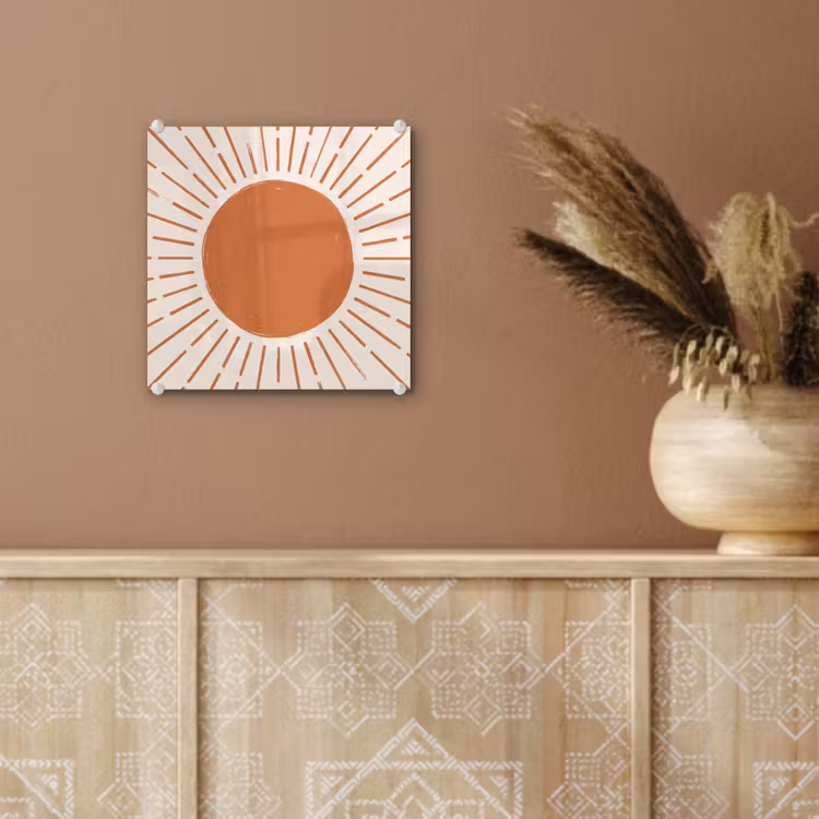 Glas schilderij - Zon - Stralen - Abstract - Terracotta - Modern — 6