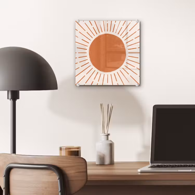 Glas schilderij - Zon - Stralen - Abstract - Terracotta - Modern — 7