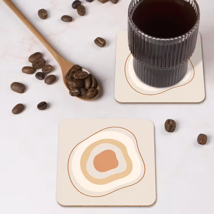Onderzetter​ - Abstract - Organisch - Modern - Beige - Kunst — 4