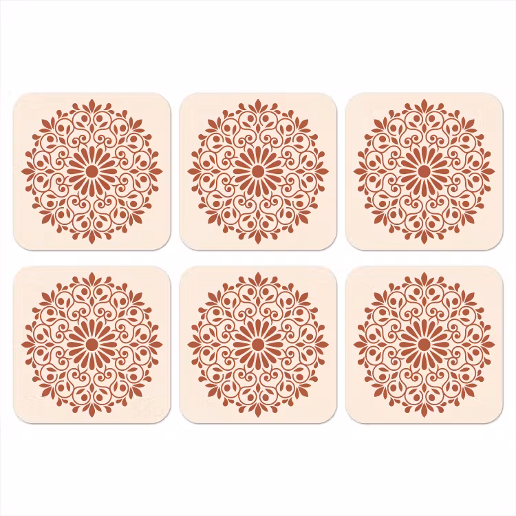 Onderzetter​ - Decoratie - Cirkel - Symmetrisch - Modern - Roodbruin — 1