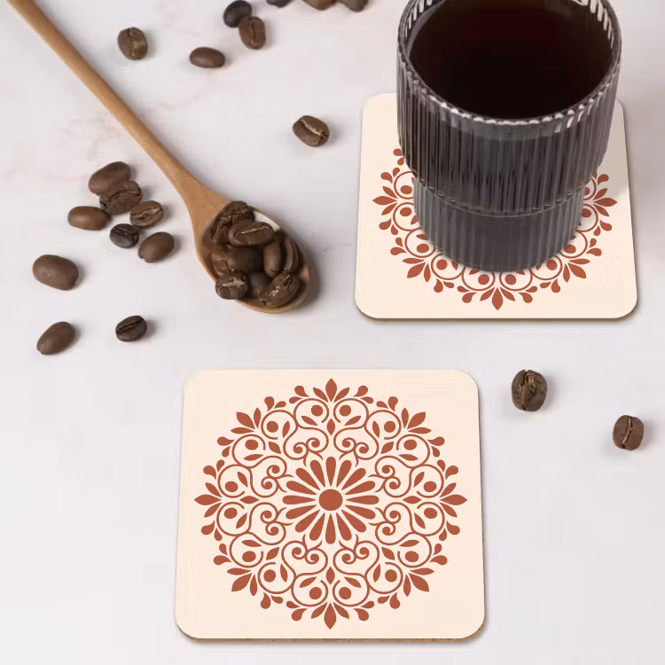 Onderzetter​ - Decoratie - Cirkel - Symmetrisch - Modern - Roodbruin — 4