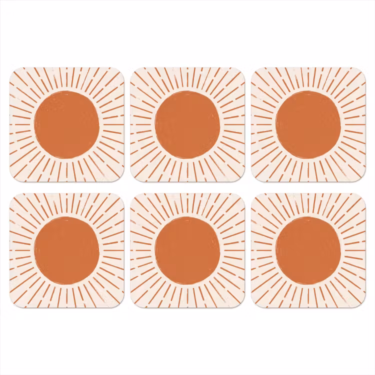 Onderzetter​ - Zon - Stralen - Abstract - Terracotta - Modern — 1