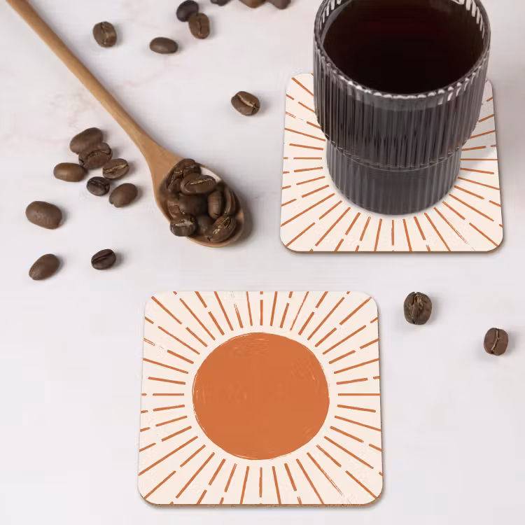 Onderzetter​ - Zon - Stralen - Abstract - Terracotta - Modern — 4