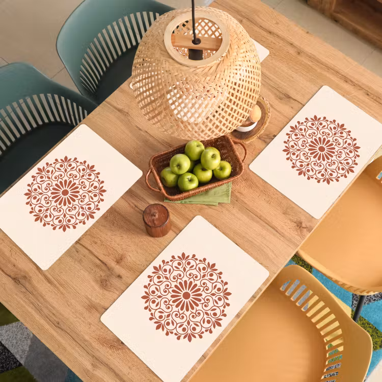 Placemat - 6 stuks - Decoratie - Cirkel - Symmetrisch - Modern - Roodbruin — 6