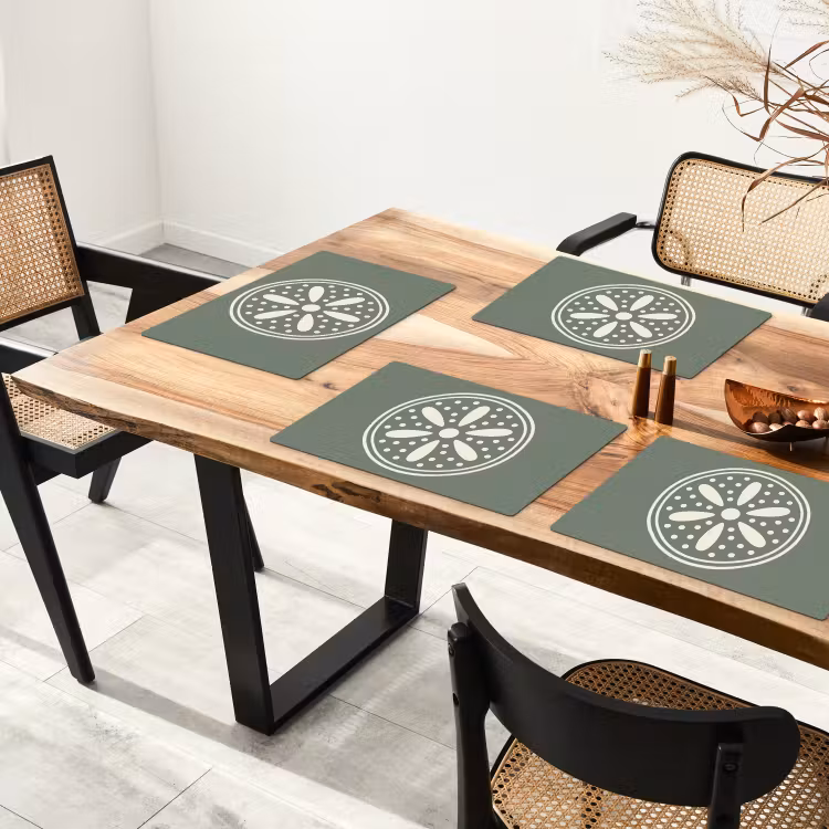 Placemat - 6 stuks - Patroon - Cirkel - Abstract - Groen - Decoratie — 5