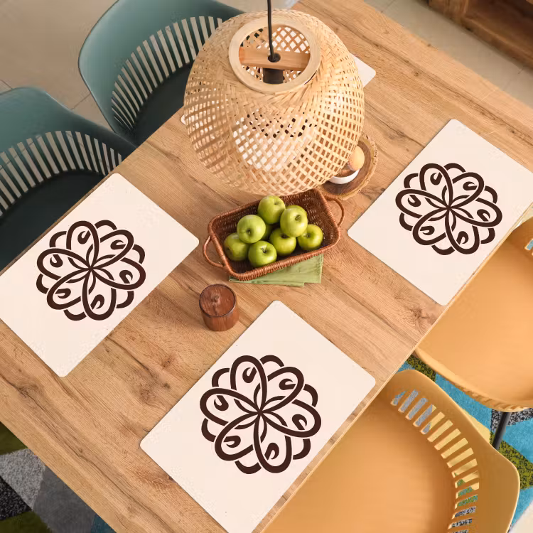 Placemat - 6 stuks - Patroon - Knoop - Abstract - Modern - Bruin — 6