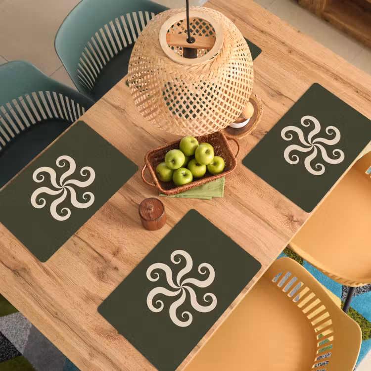 Placemat - 6 stuks - Patroon - Spiraal - Abstract - Modern - Groen — 6