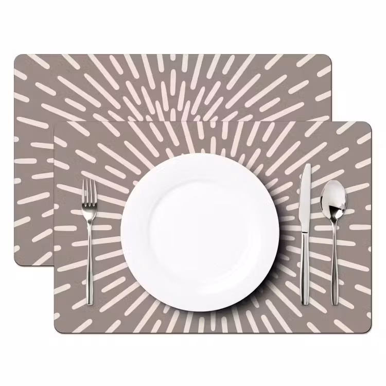 Placemat - 6 stuks - Patroon - Stralen - Abstract - Modern - Grijs — 2