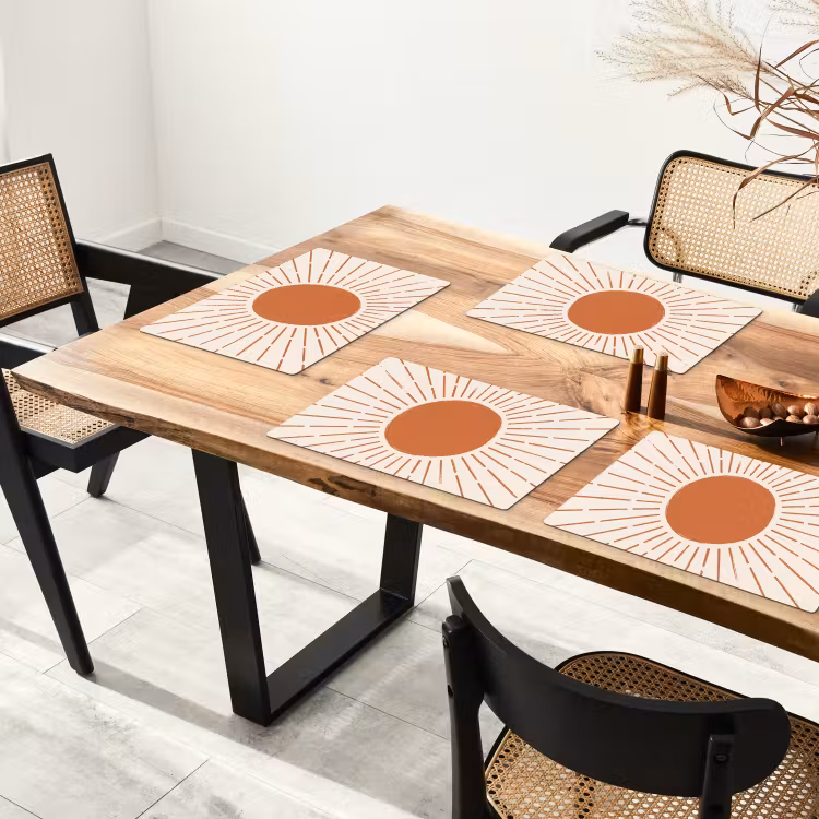 Placemat - 6 stuks - Zon - Stralen - Abstract - Terracotta - Modern — 5