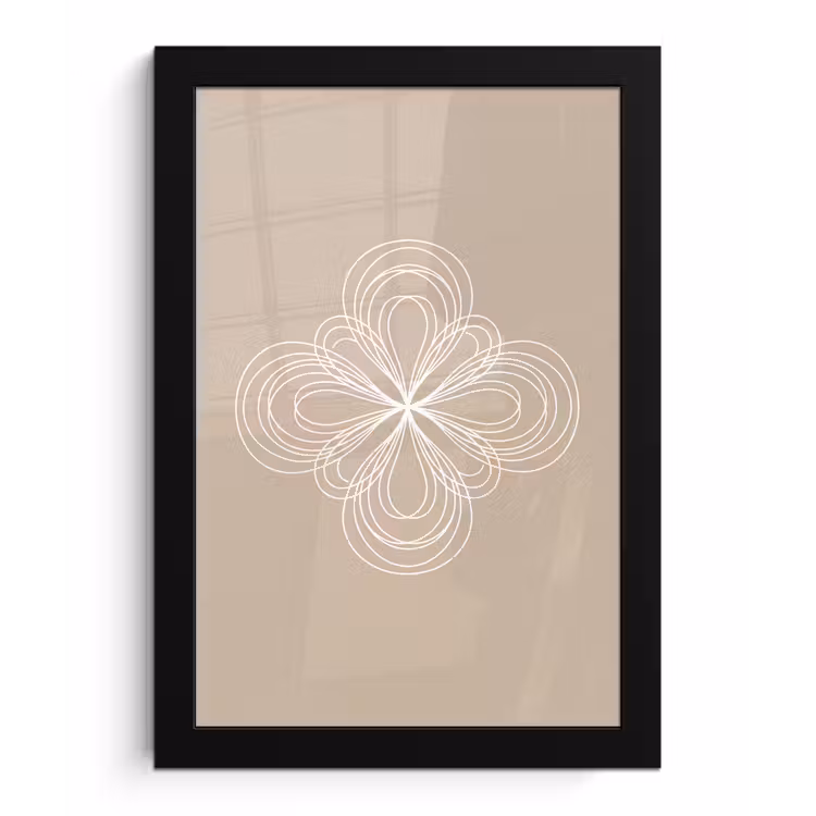 Poster met lijst - Patroon - Lijnen - Abstract - Minimalistisch - Beige — 1
