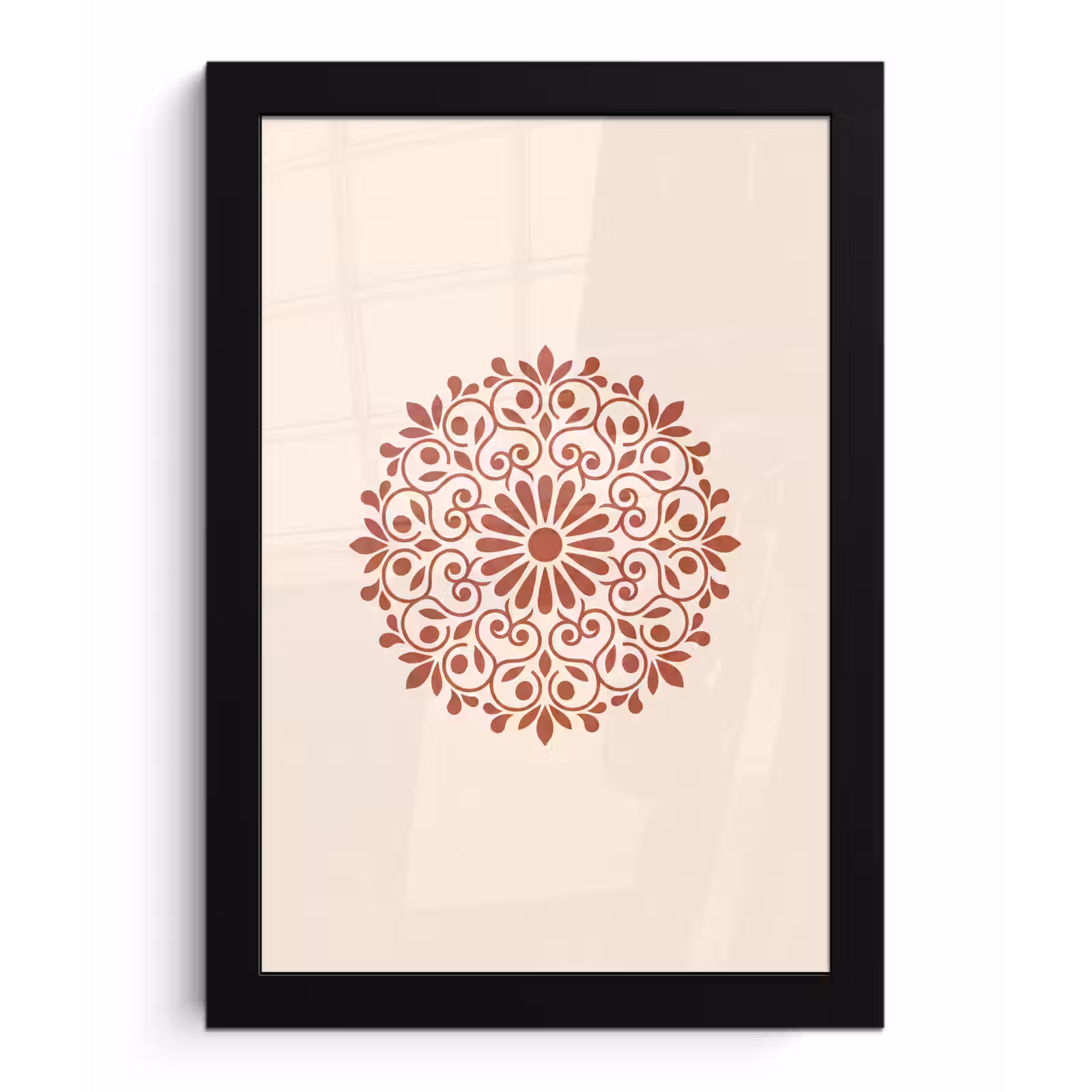 Poster met lijst - Decoratie - Cirkel - Symmetrisch - Modern - Roodbruin — 1