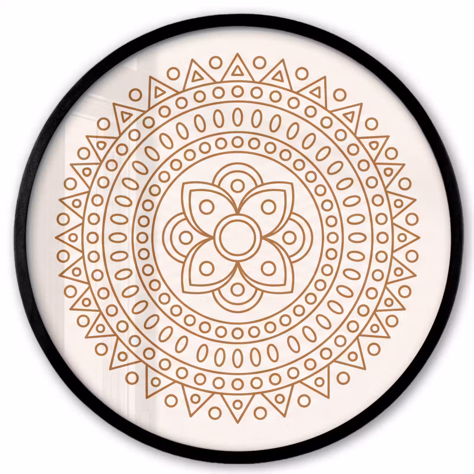 Ronde fotolijst - Mandala - Geometrisch - Abstract - Oosters - Bruin — 1