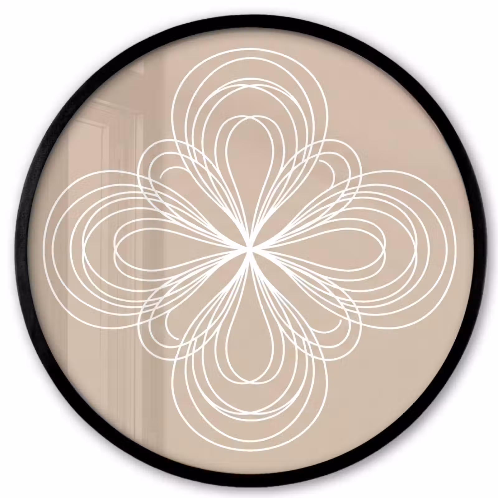 Ronde fotolijst - Patroon - Lijnen - Abstract - Minimalistisch - Beige — 1