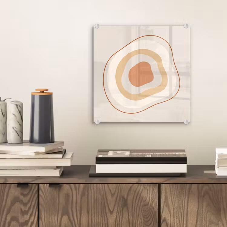 Glas schilderij - Abstract - Organisch - Modern - Beige - Kunst — 2