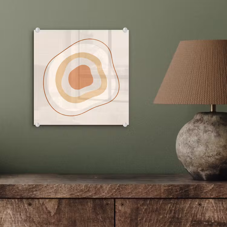 Glas schilderij - Abstract - Organisch - Modern - Beige - Kunst — 4