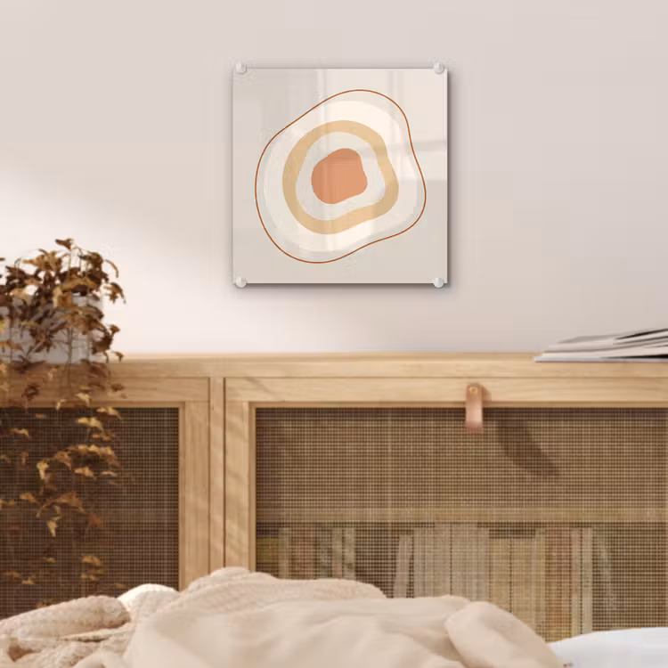 Glas schilderij - Abstract - Organisch - Modern - Beige - Kunst — 5