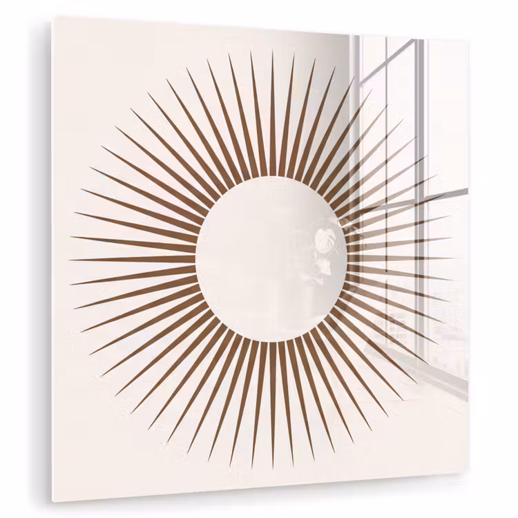Glas schilderij - Abstract - Zon - Symbool - Modern - Beige — 1