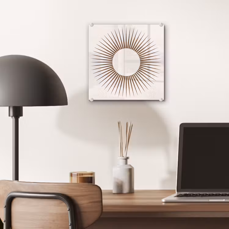 Glas schilderij - Abstract - Zon - Symbool - Modern - Beige — 7