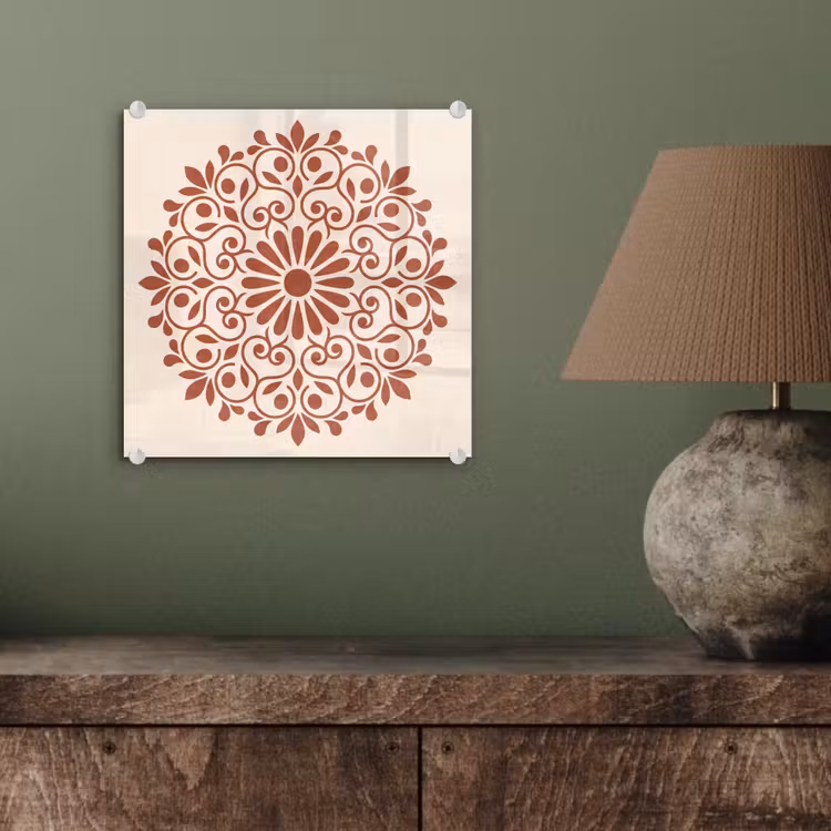 Glas schilderij - Decoratie - Cirkel - Symmetrisch - Modern - Roodbruin — 4