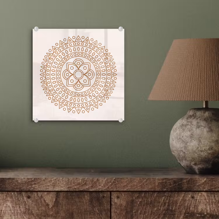 Glas schilderij - Mandala - Geometrisch - Abstract - Oosters - Bruin — 4