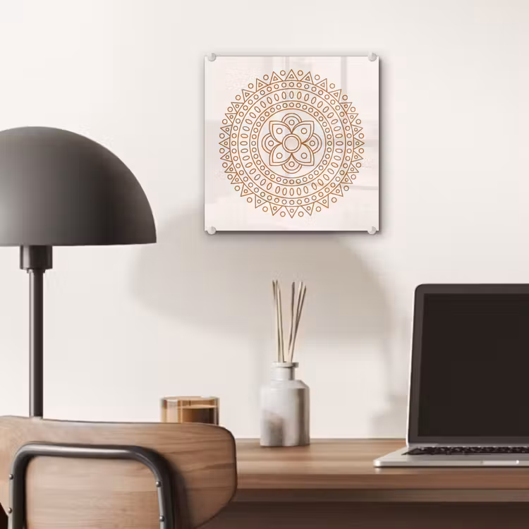 Glas schilderij - Mandala - Geometrisch - Abstract - Oosters - Bruin — 7
