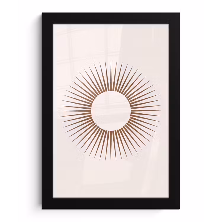 Poster met lijst - Abstract - Zon - Symbool - Modern - Beige — 1